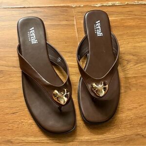 Verali Vegan Brown Sandals with Gold Accent